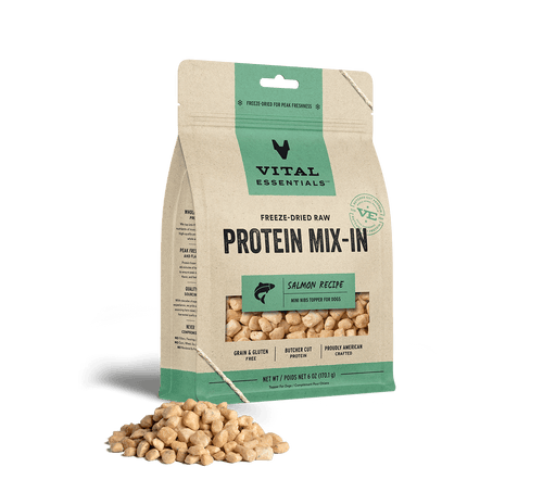 Vital Essentials Freeze Dried Raw Protein Mix-In Salmon Recipe Mini Nibs Topper for Dogs