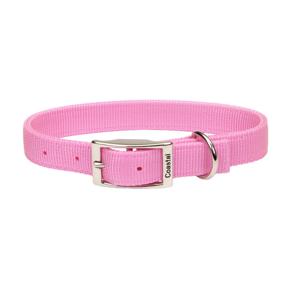 Coastal Double-Ply Dog Collar, Pink Bright, 1