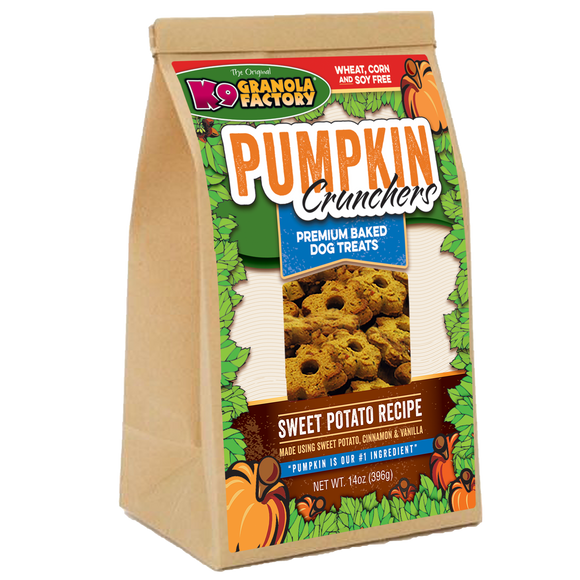 K9 Granola Factory Pumpkin Crunchers, Sweet Potato Recipe Dog Treats (14 oz)