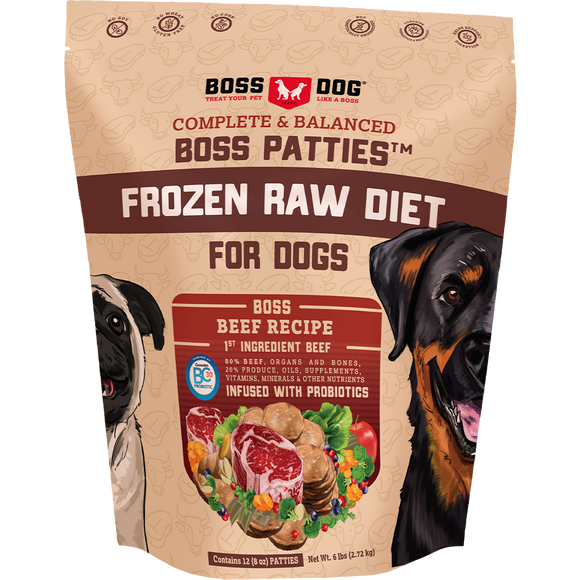 Boss Dog™ Raw Frozen Boss Patties™ Boss Nuggs™ Beef Recipe