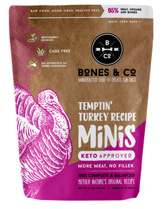 Bones & Co. Temptin' Turkey Recipe Raw Frozen Mini Patties Dog Food