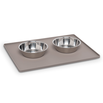 Messy Mutts Silicone Non-Slip Pet Bowl Mat with Raised Edge (16 x 12)
